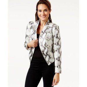 Thalia Sodi White & Gray Metallic Snakeskin Blazer